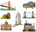 World Landmarks, set 3. Vector icons. Isolated on white Royalty Free Stock Photo