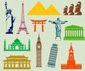 World landmarks silhouettes elements set. Vector Royalty Free Stock Photo