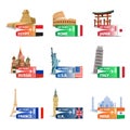 World landmarks ticket set Royalty Free Stock Photo