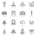 World Landmarks - Vector Line Icon Set - Part III