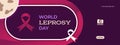 World Leprosy Day in January. Skin disease vector template with awareness ribbon symbol for banner element, background, poster