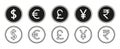 World line coins icon set