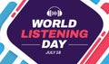World Listening Day background design with headphone and typography design