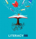 World Literacy Day book tree concept for education