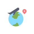 World, Location, Fly, Job Flat Color Icon. Vector icon banner Template