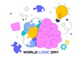 World Logic Day Vector Illustration Featuring Creative Thinking, Analytical Mind, Puzzle, Decision Making, and Smart Brain Royalty Free Stock Photo