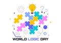 World Logic Day Vector Illustration Featuring Creative Thinking, Analytical Mind, Puzzle, Decision Making, and Smart Brain Royalty Free Stock Photo