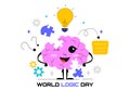 World Logic Day Vector Illustration Featuring Creative Thinking, Analytical Mind, Puzzle, Decision Making, and Smart Brain Royalty Free Stock Photo
