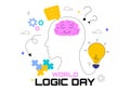 World Logic Day Vector Illustration Featuring Creative Thinking, Analytical Mind, Puzzle, Decision Making, and Smart Brain Royalty Free Stock Photo