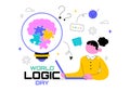World Logic Day Vector Illustration Featuring Creative Thinking, Analytical Mind, Puzzle, Decision Making, and Smart Brain Royalty Free Stock Photo