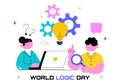 World Logic Day Vector Illustration Featuring Creative Thinking, Analytical Mind, Puzzle, Decision Making, and Smart Brain Royalty Free Stock Photo