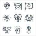 world love line icons. linear set. quality vector line set such as blood donation, protest, balance, laurel, family, earth hour,