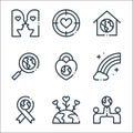 world love line icons. linear set. quality vector line set such as world, earth, ribbon, rainbow, protection, searching, house,