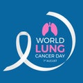 World lung cancer day banner with circle white ribbon anf lung sign on blue background vector design Royalty Free Stock Photo