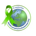 World Lymphoma Awareness Day. Green ribbon. Vector illustration on isolated background. 15 september