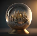 World in the magical crystall ball, surreal fantasy art. Generative AI