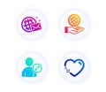 World mail, Safe planet and Edit user icons set. Heart sign. Chat, Ecology, Profile data. Love. People set. Vector Royalty Free Stock Photo