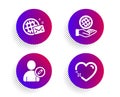 World mail, Safe planet and Edit user icons set. Heart sign. Chat, Ecology, Profile data. Love. People set. Vector Royalty Free Stock Photo