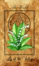 The World. Major Arcana tarot card with Lily of the Valley and magic seal