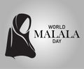 World Malala Day, 12th July, Malala Yousafzai, black and white, poster, illustration vector