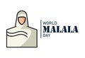World Malala Day, 12th July, Malala Yousafzai flat abstract logo, hijab women icon, illustration vector