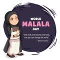 World Malala Day, 12th July, Malala Yousafzai quote, women education, illustration vector