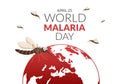 World Malaria Day on April 25 Illustration with Earth Protected from Mosquitoes in Flat Cartoon Hand Drawn Landing Page Templates