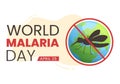 World Malaria Day on April 25 Illustration with Earth Protected from Mosquitoes in Flat Cartoon Hand Drawn Landing Page Templates