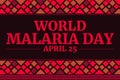 World Malaria Day backdrop with alarming red color and shapes, typography in the center.