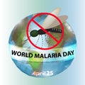 World Malaria Day. Mosquito, planet earth. Infographics. Vector illustration on isolated background. Royalty Free Stock Photo