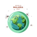 World Malaria Day vector, illustration of the earth protected from malaria mosquitoes