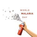 World Malaria Day vector, malaria mosquito spray illustration