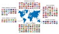World flags and world map