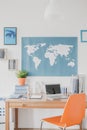 World map above the desk Royalty Free Stock Photo