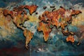 World Map abstract colorful acrylic painting Generative AI