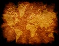 World map on aged paper Royalty Free Stock Photo