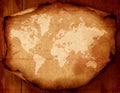 World map on aged paper Royalty Free Stock Photo