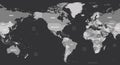 World map - America centered. Grey colored on dark background. High detailed political map of World with country Royalty Free Stock Photo