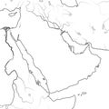 World Map of ARABIAN PENINSULA: Middle East, Saudi Arabia, Iraq, Persian Gulf, The Emirates. Geographic chart.