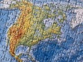 World Map as a jigsaw puzzle. North America