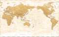 World Map - Asia China Center - Vintage Physical Topographic - Vector Detailed Illustration Royalty Free Stock Photo