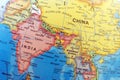 world map of asian countries india pakistan china afghanistan and nepal in close up Royalty Free Stock Photo