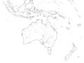 World Map of AUSTRALASIA REGION: Australia, Oceania, Indonesia, Polynesia, Pacific Ocean. Geographic chart.