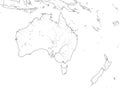 World Map of AUSTRALIA CONTINENT: Australia, New Zealand, Oceania, Pacific Ocean. Geographic chart. Royalty Free Stock Photo