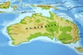 world map of australia continent and country borders, with papua new guinea in close up focus Royalty Free Stock Photo