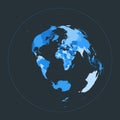 World Map. Azimuthal equidistant projection.