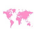 World map background. Grunge illustration of silhouettes world map. Pink blank vector world map