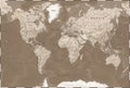 World Map - Beige Dark Vintage Political - Vector Detailed Illustration Royalty Free Stock Photo