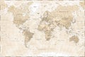 World Map - Beige Light Vintage Political - Vector Detailed Illustration Royalty Free Stock Photo