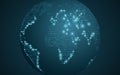 World map from binary code. Abstract planet earth. Futuristic background. Computer programming code. Global network. Vector illust Royalty Free Stock Photo